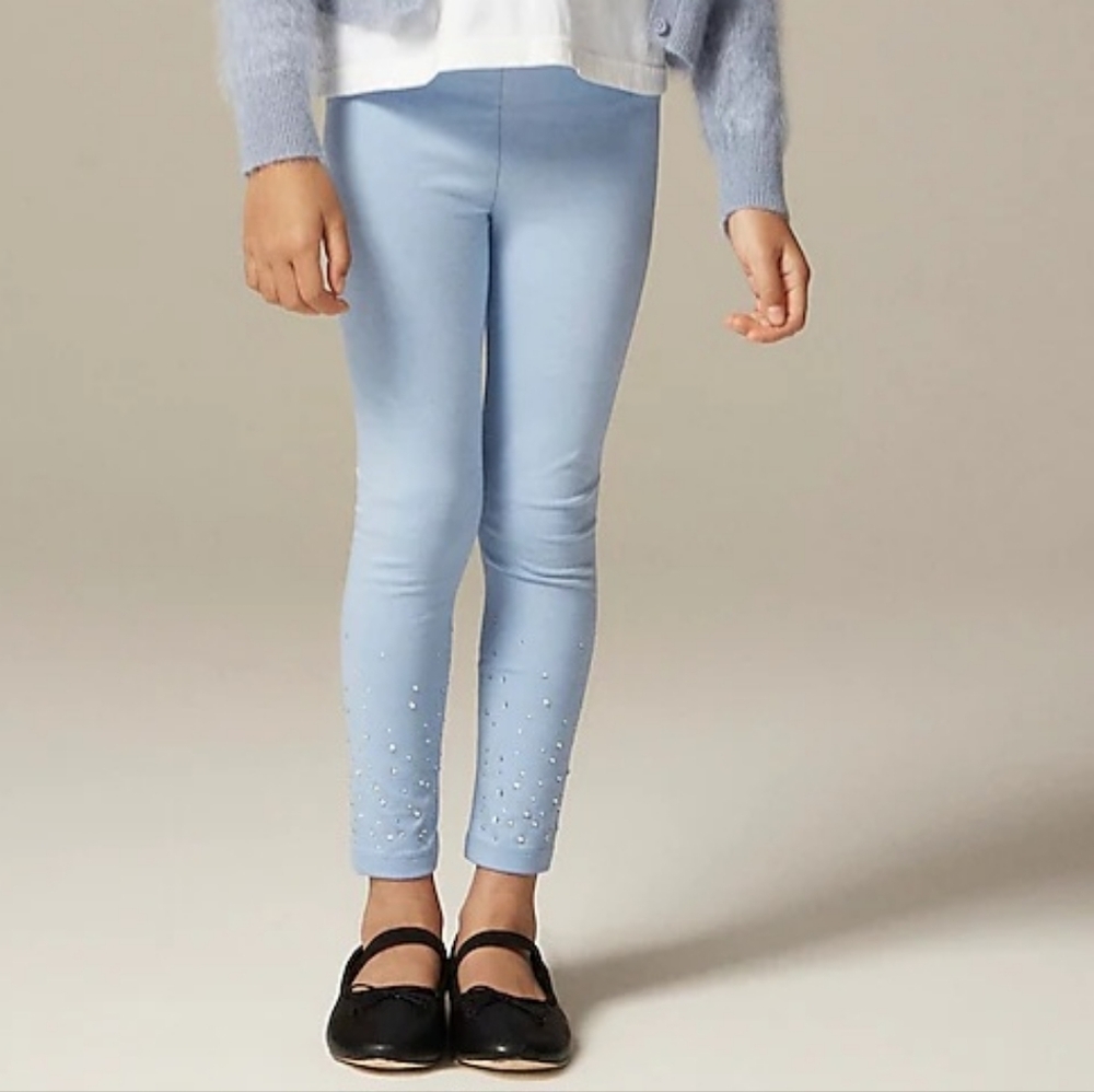 Crewcuts Girls Crystal Ankle Length Leggings, 7, Blue